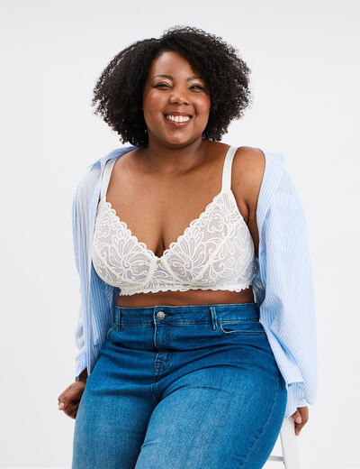 Soutien-gorge emboîtant dentelle blanc femme grande taille