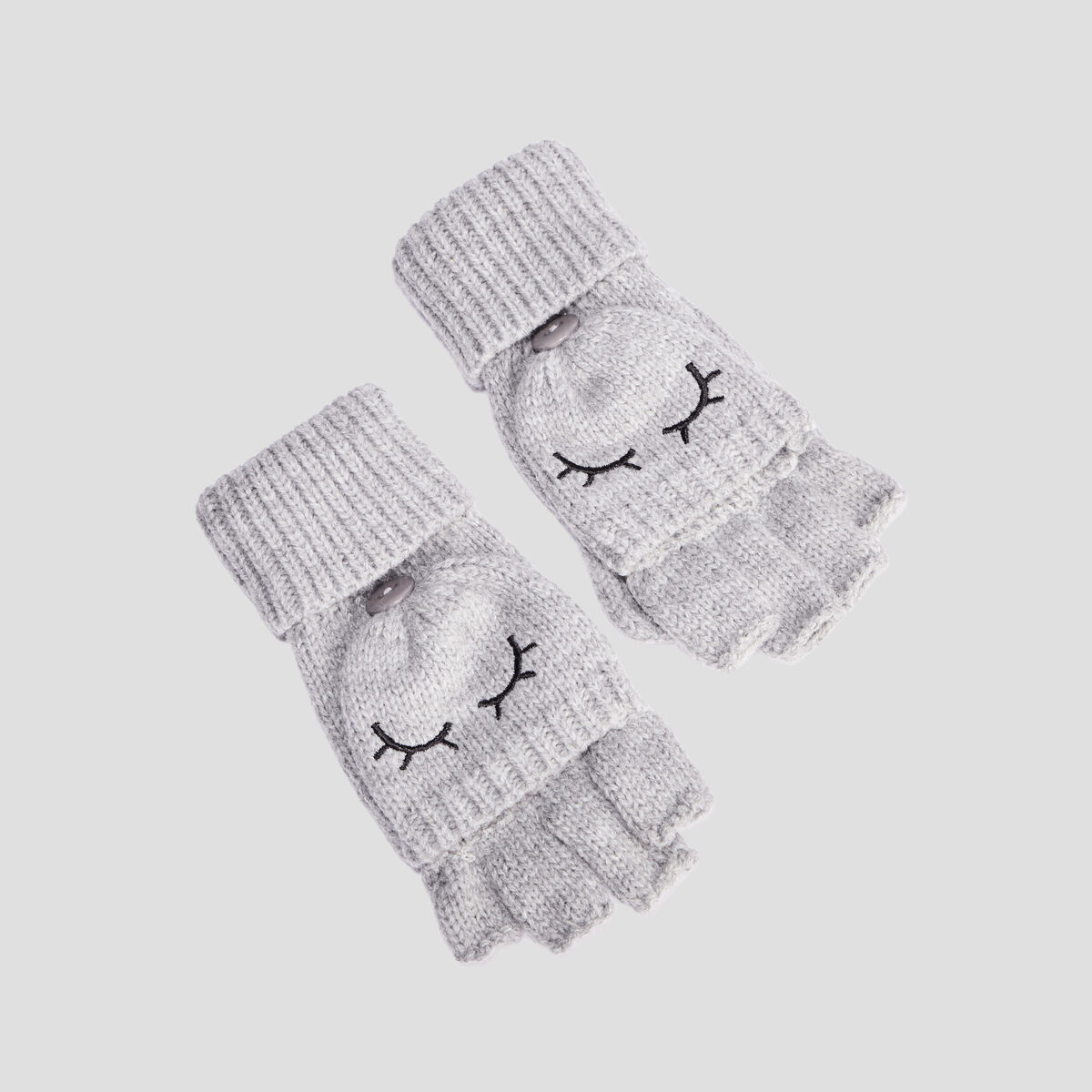 Mitaines 2-en-1 gris fille