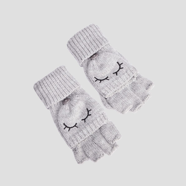 Mitaines 2-en-1 gris fille