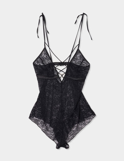 Combishort dentelle noir femme