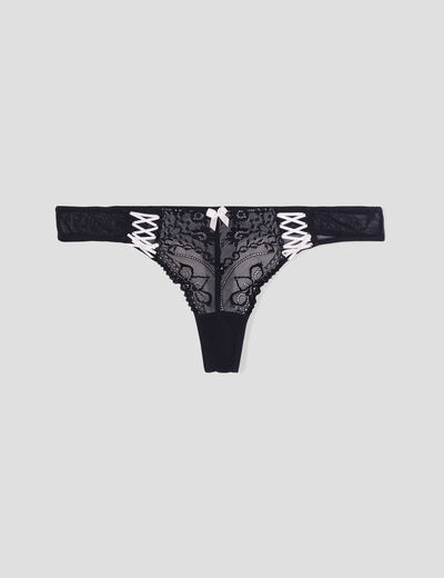 String en dentelle noir femme