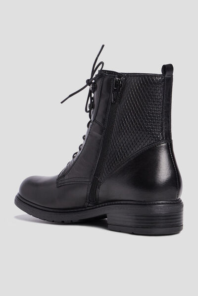 Bottines en cuir zippées à lacets noir fille