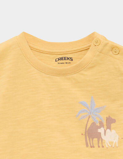 Ensemble t-shirt et pantalon coton jaune b&eacute;b&eacute; gar&ccedil;on