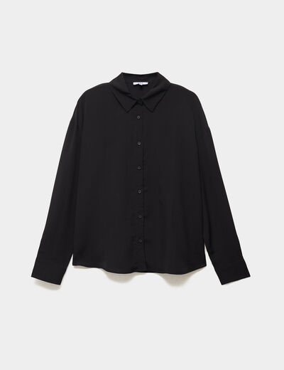 Chemise fluide manches longues noir femme