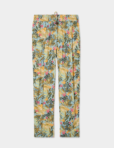 Pantalon fluide ceinture élastiquée vert émeraude femme