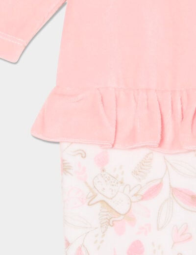 Dors-bien effet velours manches longues rose poudrée bébé fille
