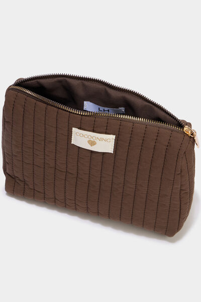 Trousse de toilette matelass&eacute;e marron fonc&eacute; mixte