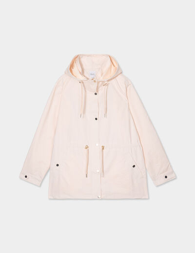 Parka déperlante cintrée à capuche beige femme grande taille