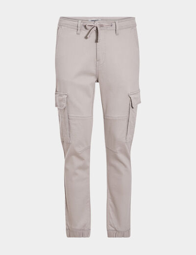 Pantalon cargo slim à coulisse sable homme