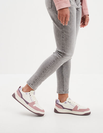 Tennis basses semelle plate épaisse violet femme