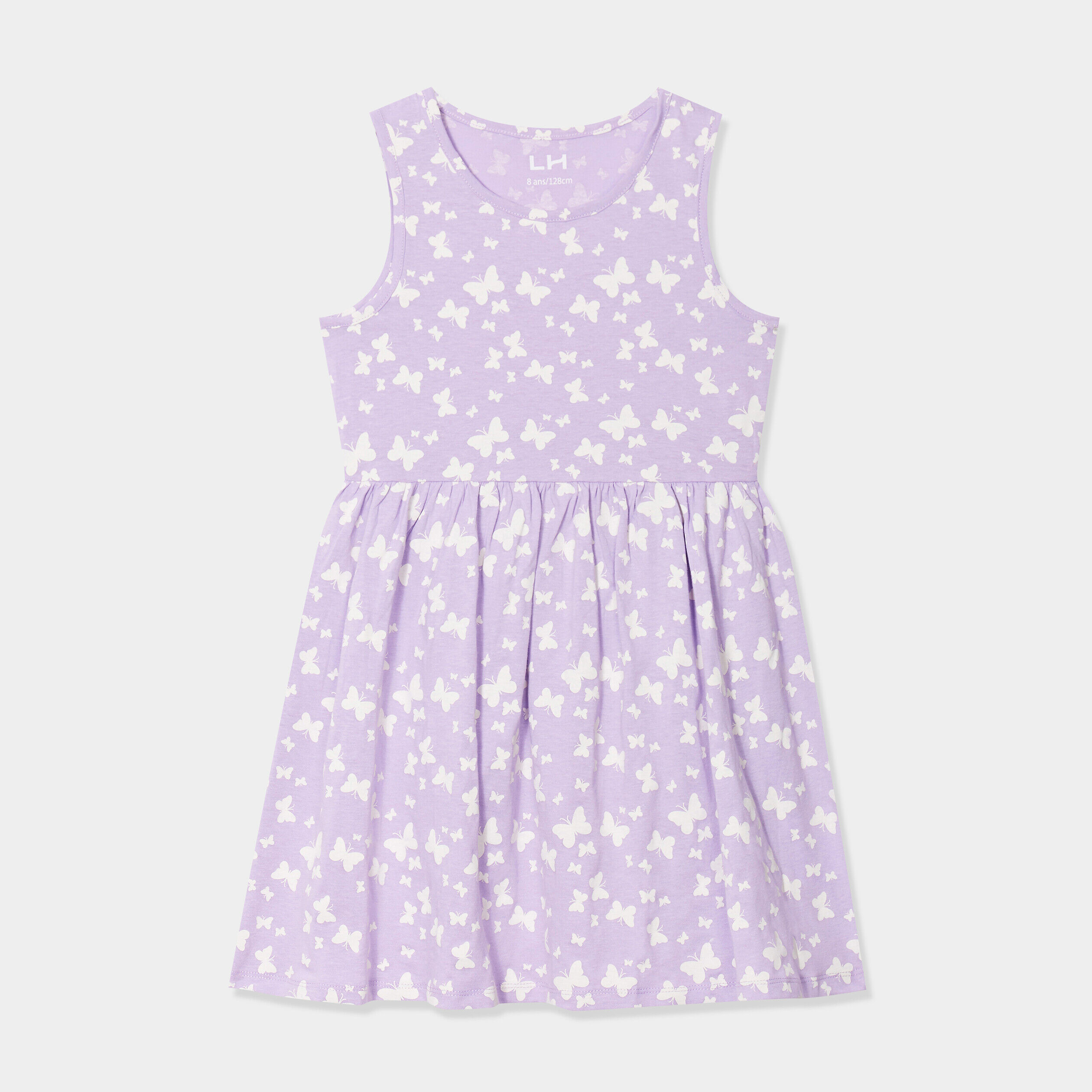 Robe patineuse sans manches coton mauve fille LH