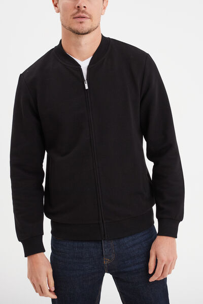 Gilet manches longues zippé noir homme