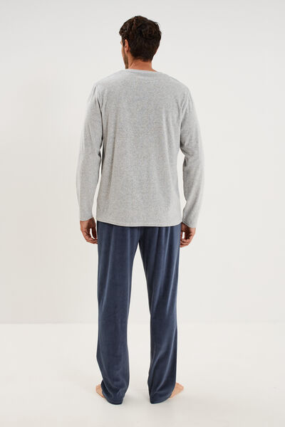 Ensemble pyjama pantalon effet velours gris homme