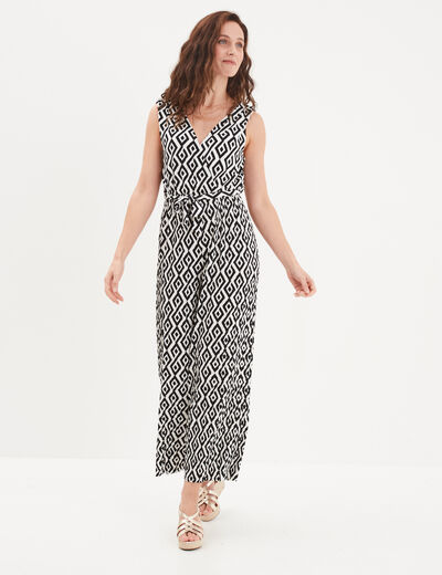 Combinaison pantalon plissée ecru femme