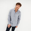 Chemise stretch manches longues bleu gris homme
