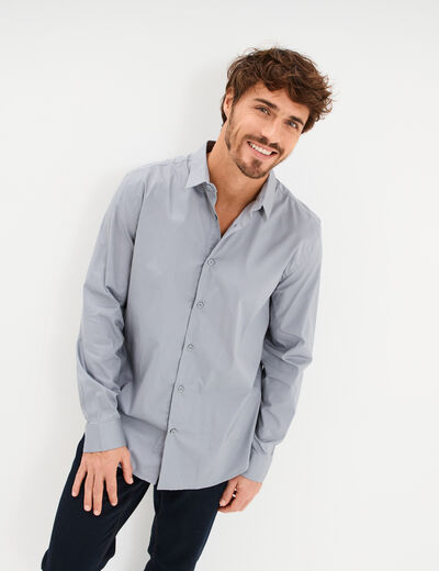 Chemise stretch manches longues bleu gris homme