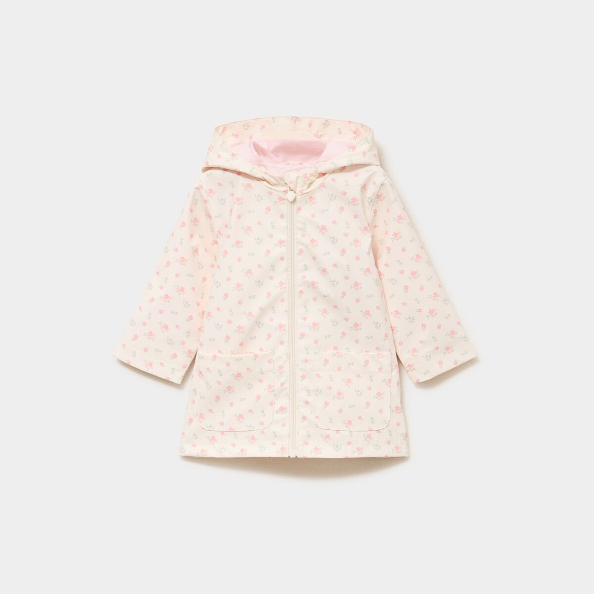 Parka &agrave; capuche imperm&eacute;able d&eacute;perlante ecru b&eacute;b&eacute; fille