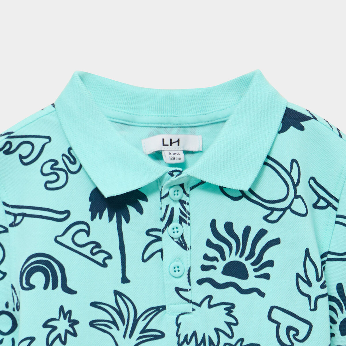 Polo manches courtes bleu turquoise gar&ccedil;on