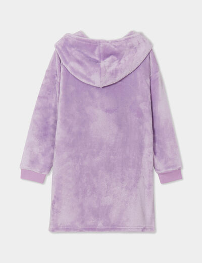 Sweat long pyjama effet polaire capuche mauve fille