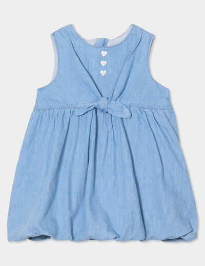 Robe en jean sans manches à noeud coton denim double stone bébé fille