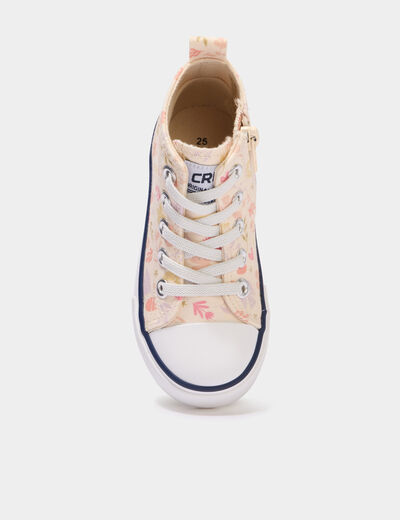 Tennis montantes en toile bout renforc&eacute; multicolore fille