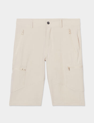 Short cargo à poches zippées beige homme