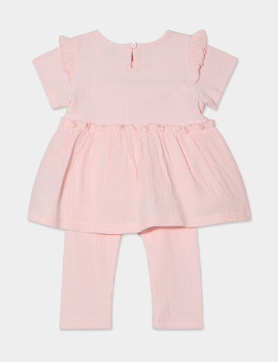 Ensemble tunique et legging coton rose clair bébé fille