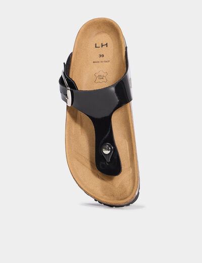 Mules plates entredoigts noir femme