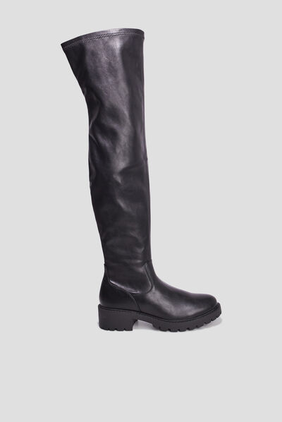 Bottes cuissardes semelle chunky noir femme