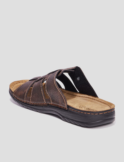 Mules avec brides boucles marron homme