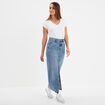 Jupe en jean midi fendue denim double stone femme