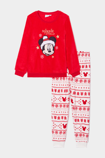 Ensemble pyjama pantalon pilou Minnie rouge fille