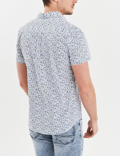 Chemise droite manches courtes coton blanc homme