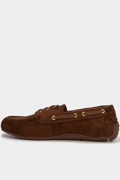 Mocassin en su&eacute;dine &agrave; lacets marron femme