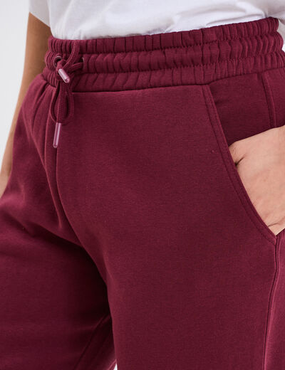 Pantalon jogging droit molleton bordeaux femme