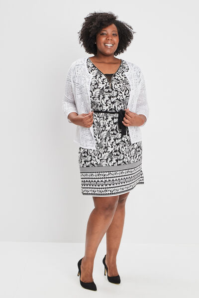 Gilet manches 3/4 ivoire femme grande taille