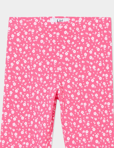 Legging long élastiqué coton rose fushia fille