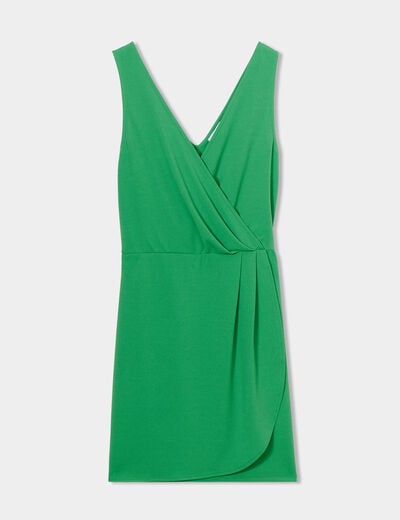 Robe portefeuille plis taille vert femme