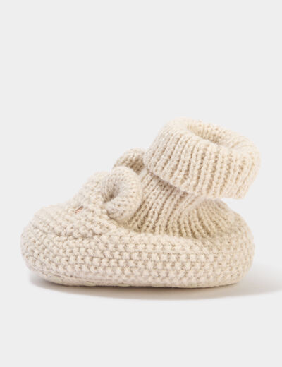 Chaussettes d'int&eacute;rieur tricot&eacute;es taupe b&eacute;b&eacute;