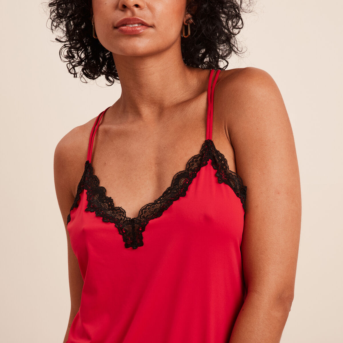 Nuisette à bretelles dos croisé rouge femme