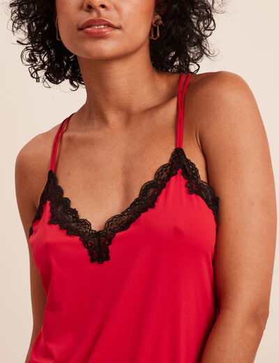 Nuisette à bretelles dos croisé rouge femme