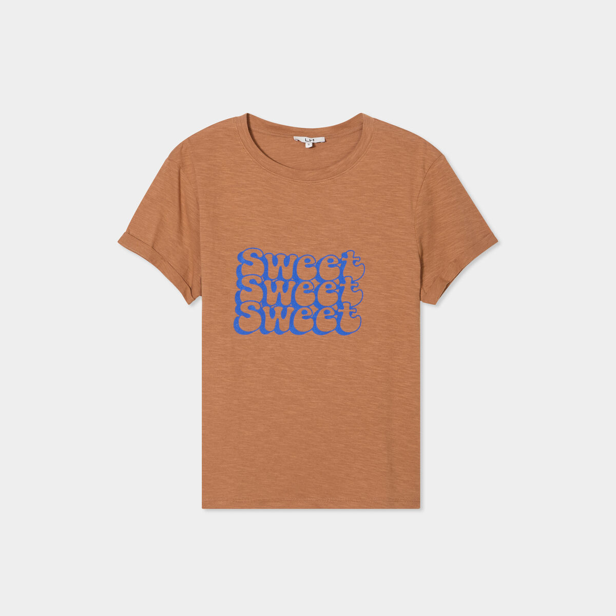T-shirt manches courtes coton beige femme