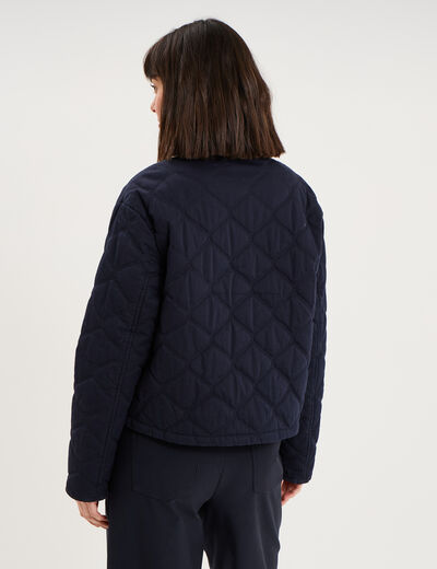 Veste matelass&eacute;e taille ajustable bleu fonc&eacute; femme
