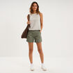 Blouse sans manches lin m&eacute;lang&eacute; blanc femme