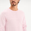 Pull droit col rond coton m&eacute;lang&eacute; rose pastel homme