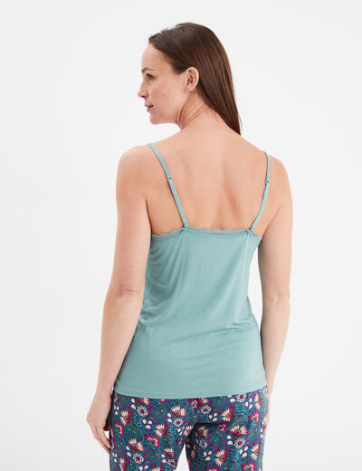 Haut de pyjama débardeur à bretelles bleu gris femme