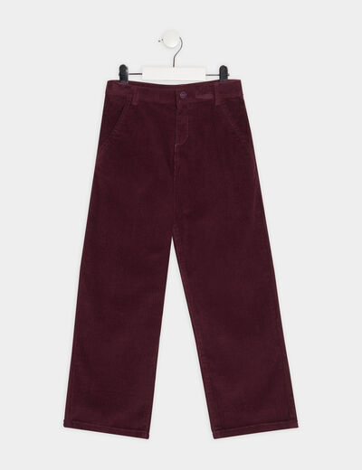 VERTBAUDET Pantalon Large En Velours Fille Atelier Prune 3A - Coupe Confortable