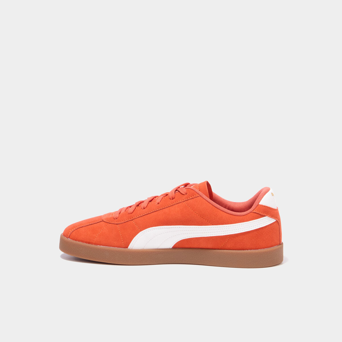 Tennis basses &agrave; lacets en cuir Puma Club orange fonc&eacute; homme