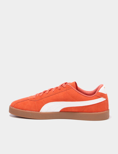 Tennis basses &agrave; lacets en cuir Puma Club orange fonc&eacute; homme
