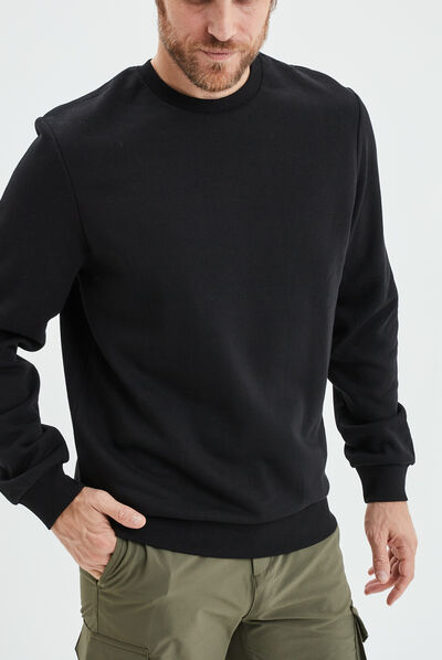 Sweat avec col rond noir homme